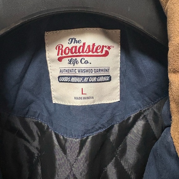 Free ship - Roadster Co. Women's Navy and Tan Bomber Jacket - Picture 7 of 9
